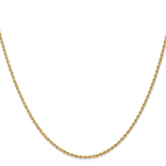 Cadena de cuerda regular sólida de oro amarillo de 14 quilates de 1,8 mm