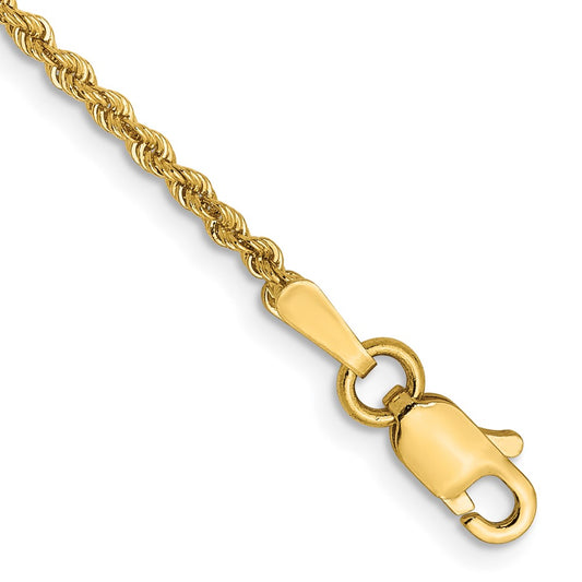 14K Yellow Gold 1.8mm Solid Regular Rope Chain