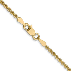14K Yellow Gold 2mm Solid Regular Rope Chain