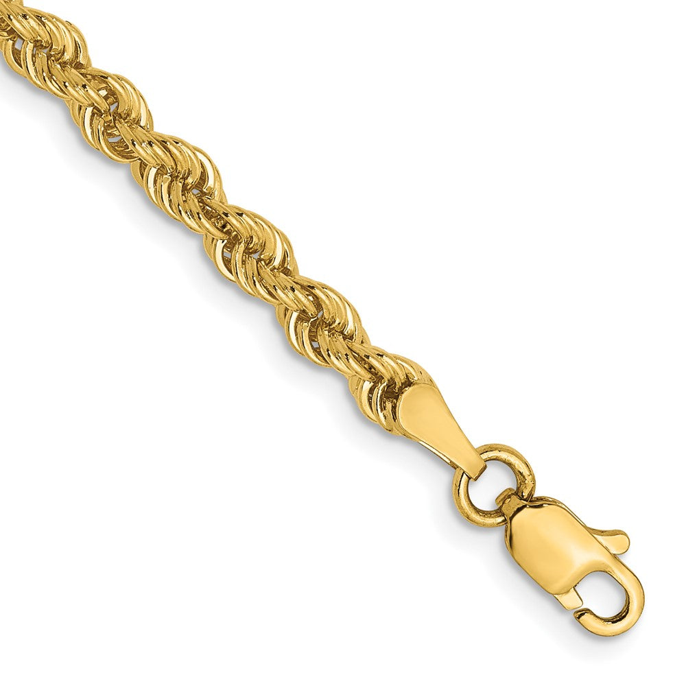 14K Yellow Gold 3mm Solid Regular Rope Chain