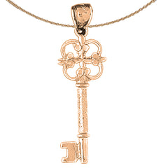 10K, 14K or 18K Gold Key Pendant