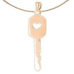 10K, 14K or 18K Gold Heart Key Pendant