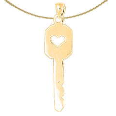 10K, 14K or 18K Gold Heart Key Pendant