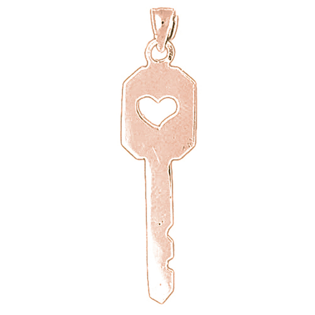 10K, 14K or 18K Gold Heart Key Pendant