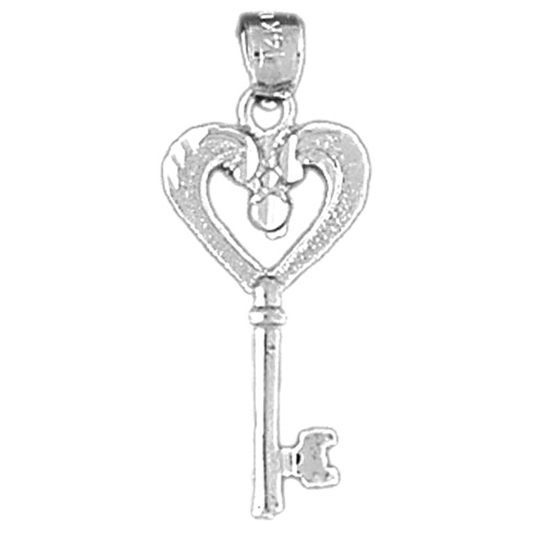 14K or 18K Gold Heart Key Pendant