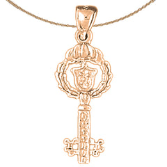 10K, 14K or 18K Gold Key Pendant