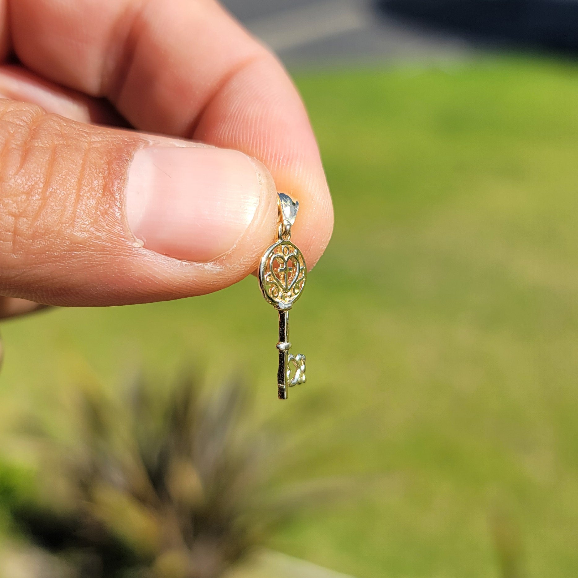 14K or 18K Gold Key With Cross Pendant