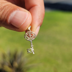 14K or 18K Gold Key With Cross Pendant