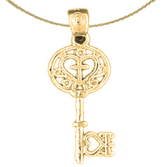 14K or 18K Gold Key With Cross Pendant