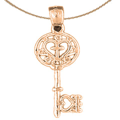 14K or 18K Gold Key With Cross Pendant