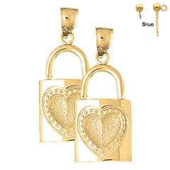 14K or 18K Gold Lock With Key Earrings