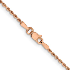 Cadena de cuerda con corte de diamante de 1,5 mm en oro rosa de 14 quilates