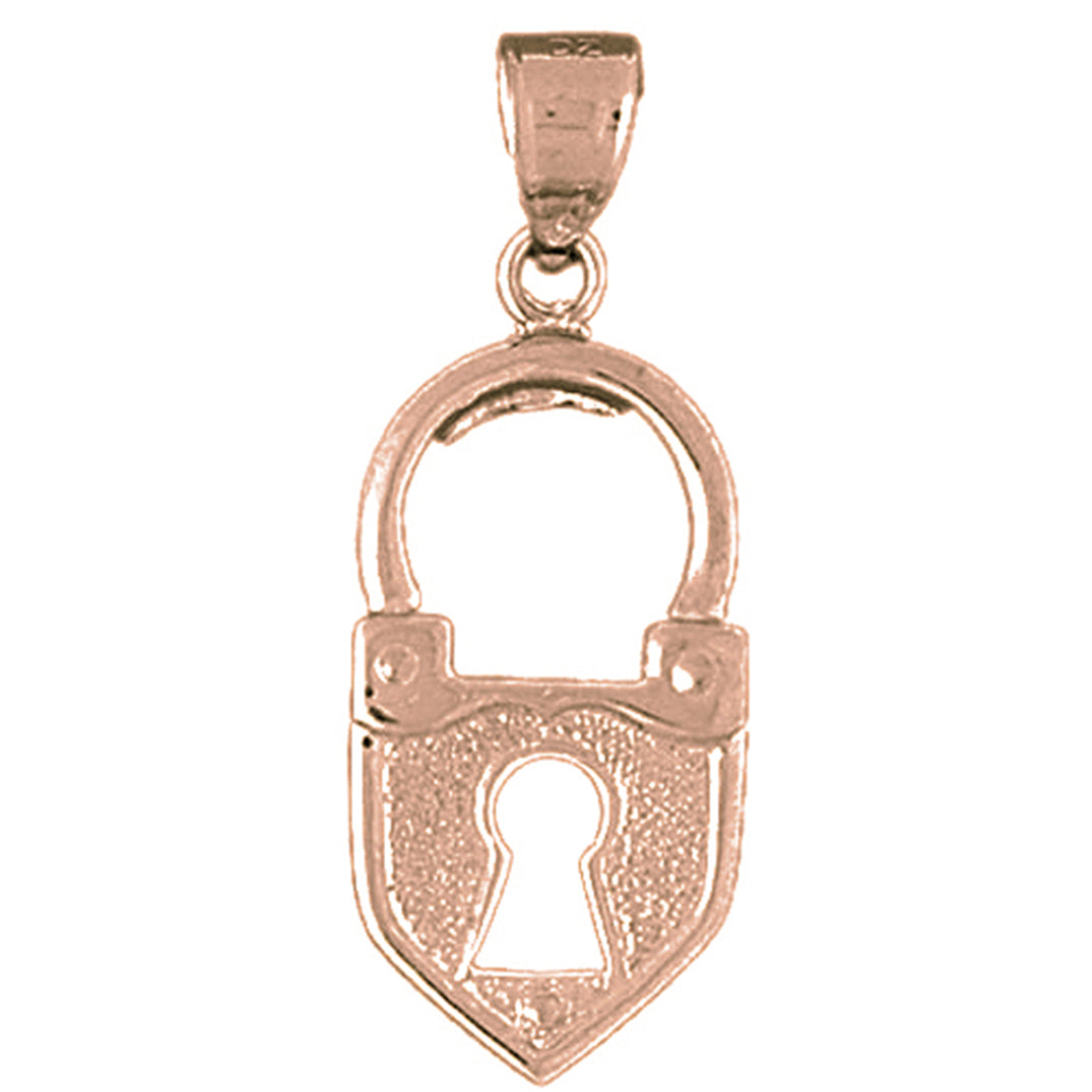 10K, 14K or 18K Gold Heart Padlock, Lock Pendant