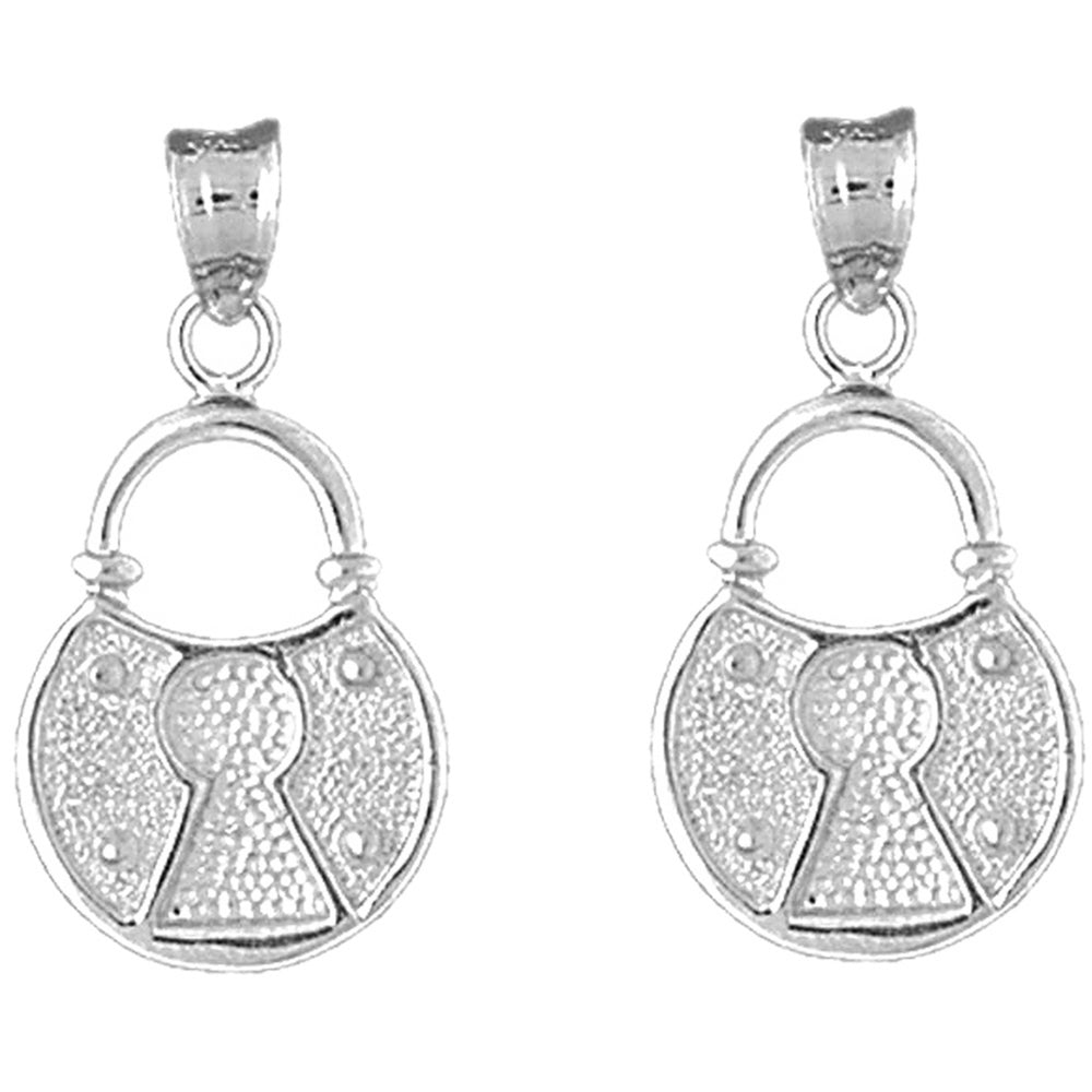 Sterling Silver 27mm Padlock, Lock Earrings