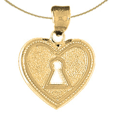 10K, 14K or 18K Gold Heart Padlock, Lock Pendant