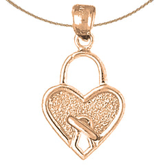 10K, 14K or 18K Gold Heart Padlock, Lock Pendant