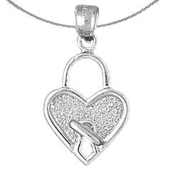 10K, 14K or 18K Gold Heart Padlock, Lock Pendant