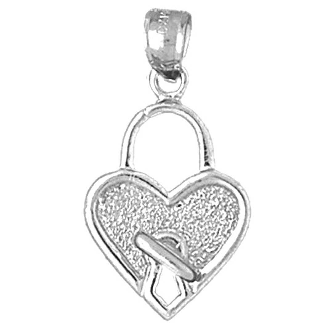 10K, 14K or 18K Gold Heart Padlock, Lock Pendant