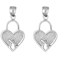 Sterling Silver 26mm Heart Padlock, Lock Earrings