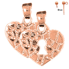 14K or 18K Gold Nugget Heart Padlock, Lock Earrings