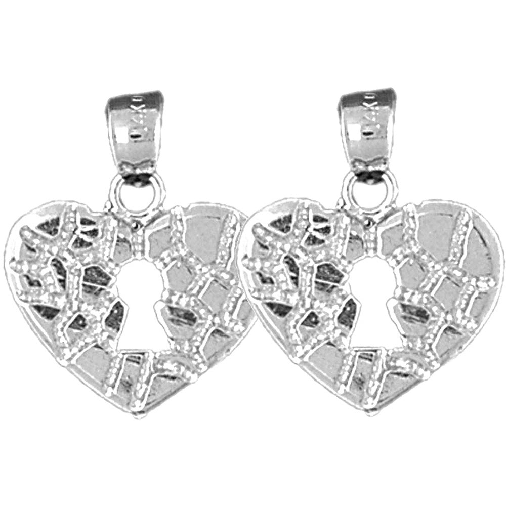 14K or 18K Gold 21mm Nugget Heart Padlock, Lock Earrings