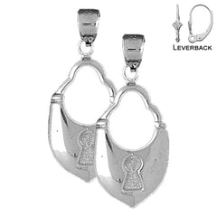 14K or 18K Gold Padlock, Lock Earrings