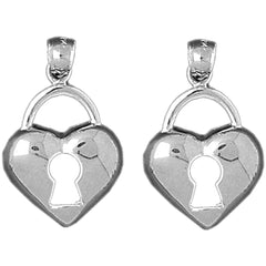 14K or 18K Gold 26mm Heart Padlock, Lock Earrings