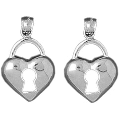 Sterling Silver 26mm Heart Padlock, Lock Earrings