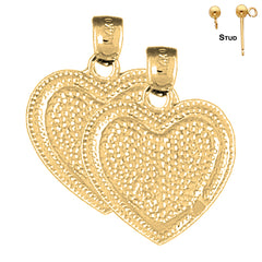 Sterling Silver 24mm Heart Earrings (White or Yellow Gold Plated)
