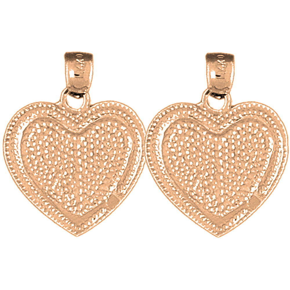 14K or 18K Gold 24mm Heart Earrings