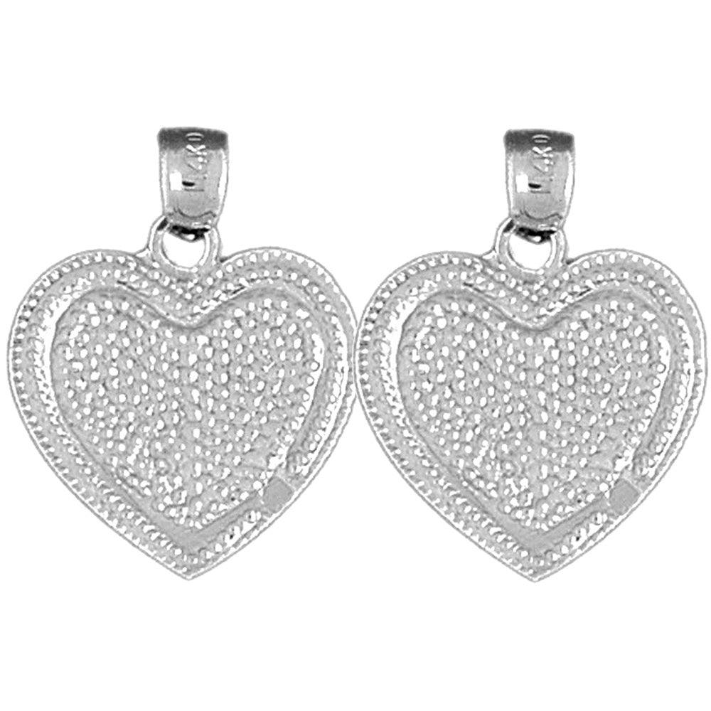 Sterling Silver 24mm Heart Earrings
