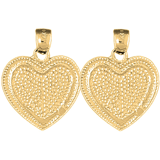 Yellow Gold-plated Silver 24mm Heart Earrings