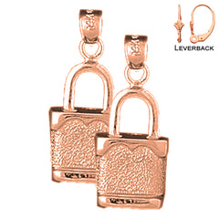 14K or 18K Gold Padlock, Lock Earrings