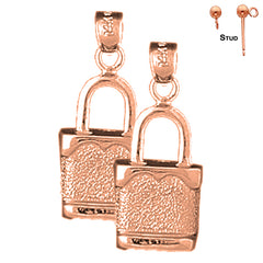 14K or 18K Gold Padlock, Lock Earrings