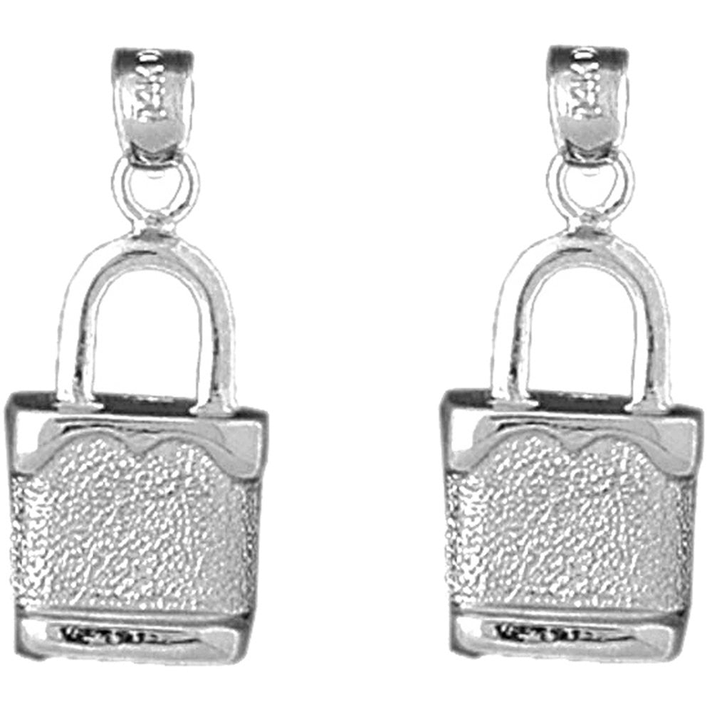 Sterling Silver 25mm Padlock, Lock Earrings