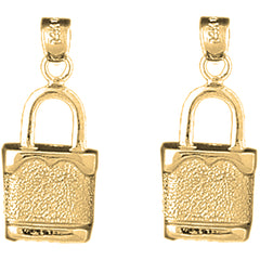 14K or 18K Gold 25mm Padlock, Lock Earrings