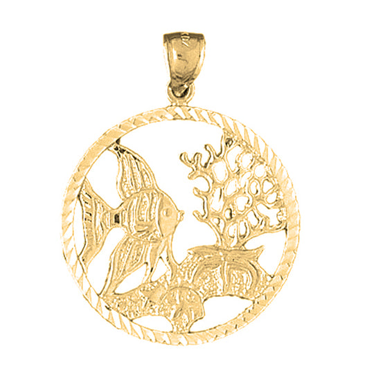 10K, 14K or 18K Gold Tropical Fish And Coral Pendant