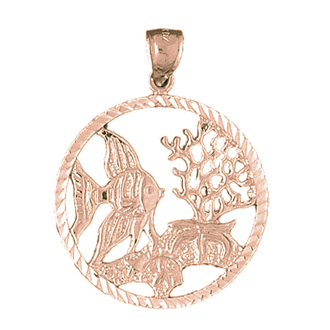 10K, 14K or 18K Gold Tropical Fish And Coral Pendant