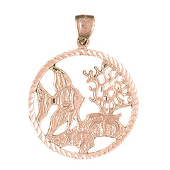 10K, 14K or 18K Gold Tropical Fish And Coral Pendant