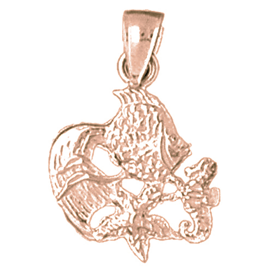 14K or 18K Gold Tropical Fish, Seahorse, And Starfish Pendant