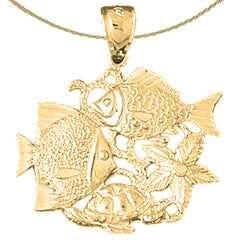 Colgante de oro de 10 quilates, 14 quilates o 18 quilates con peces tropicales, corales, tortugas y estrellas de mar