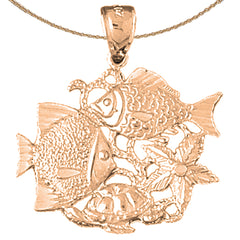 10K, 14K or 18K Gold Tropical Fish, Coral, Turtle, And Starfish Pendant