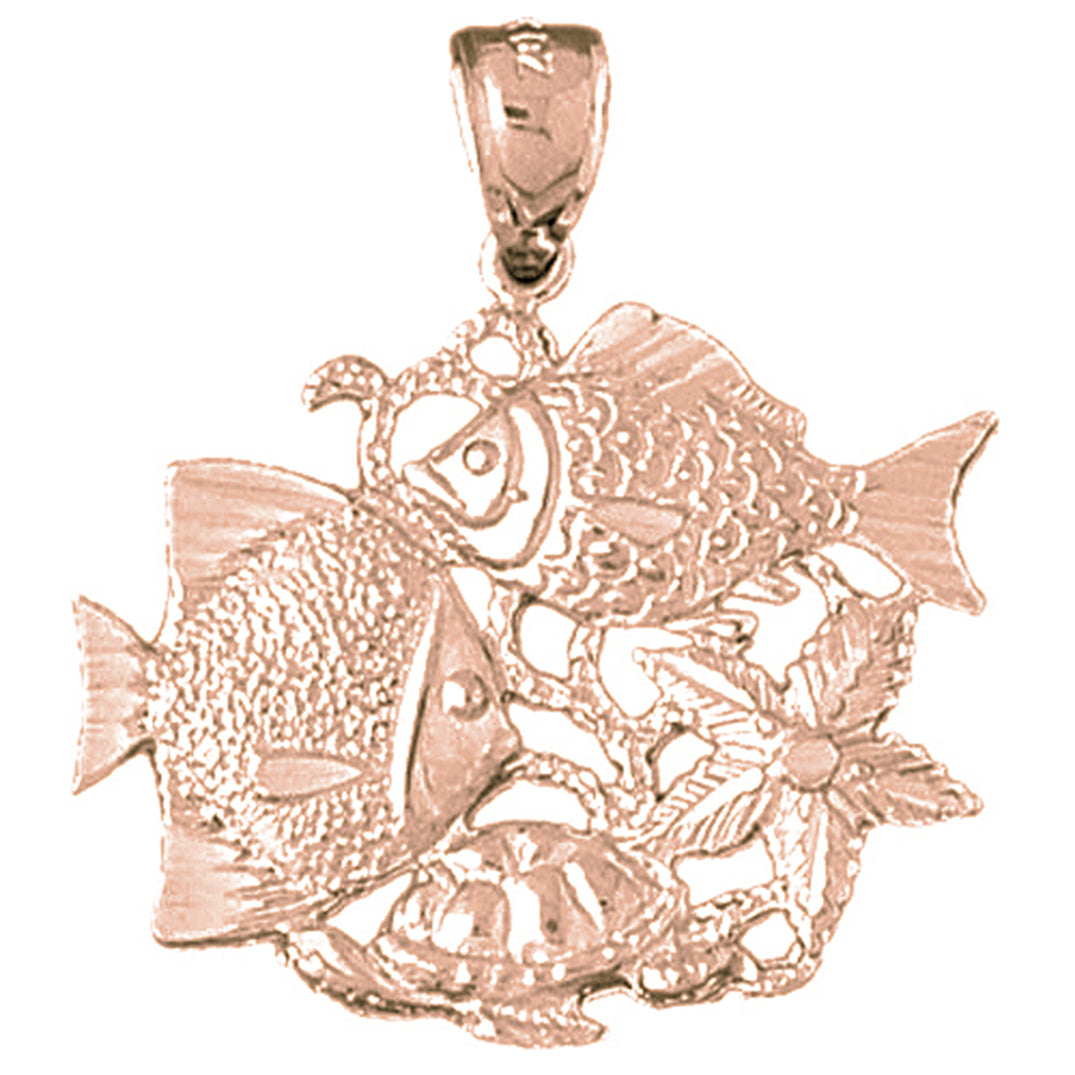 10K, 14K or 18K Gold Tropical Fish, Coral, Turtle, And Starfish Pendant