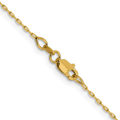 Cadena tipo cable abierta de eslabones largos con corte de diamante de 1 mm de oro amarillo de 14 quilates