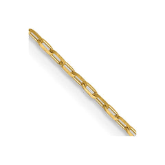 14K Yellow Gold 1mm Diamond-cut Open Long Link Cable Chain