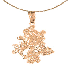 10K, 14K or 18K Gold Turtle, Starfish, And Shell Pendant