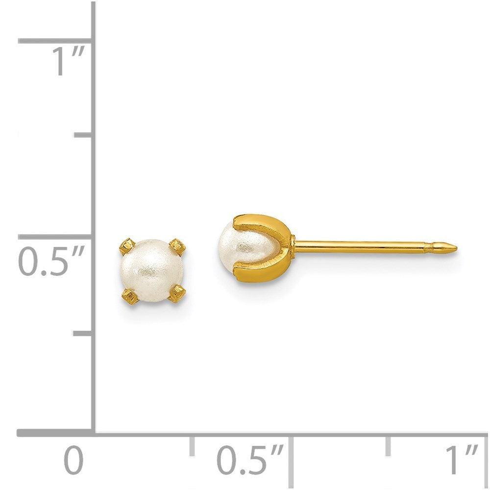 Inverness 14K Yellow Gold 4mm Simulated Pearl Earrings