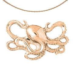 Oktopus-Anhänger aus 10 Karat, 14 Karat oder 18 Karat Gold