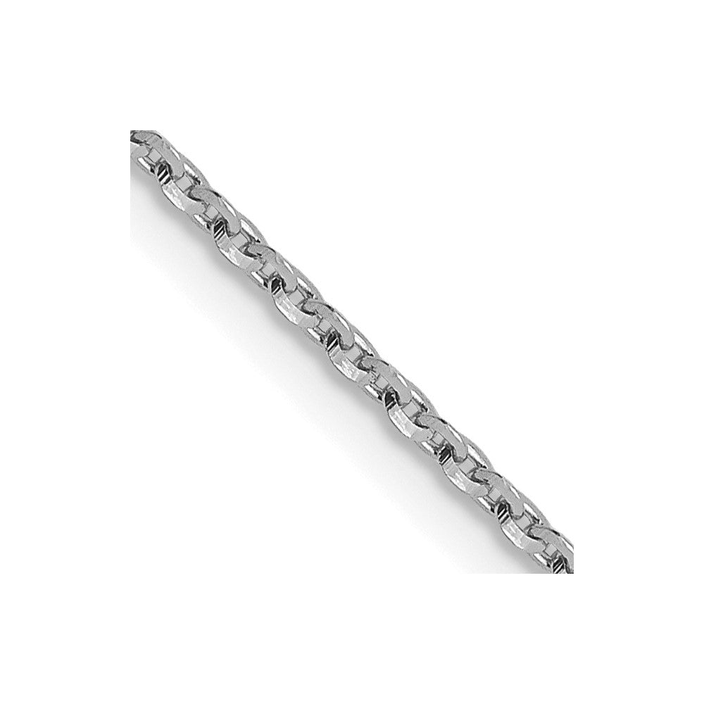 14K White Gold 1.15mm Diamond-cut Oval Link Chain