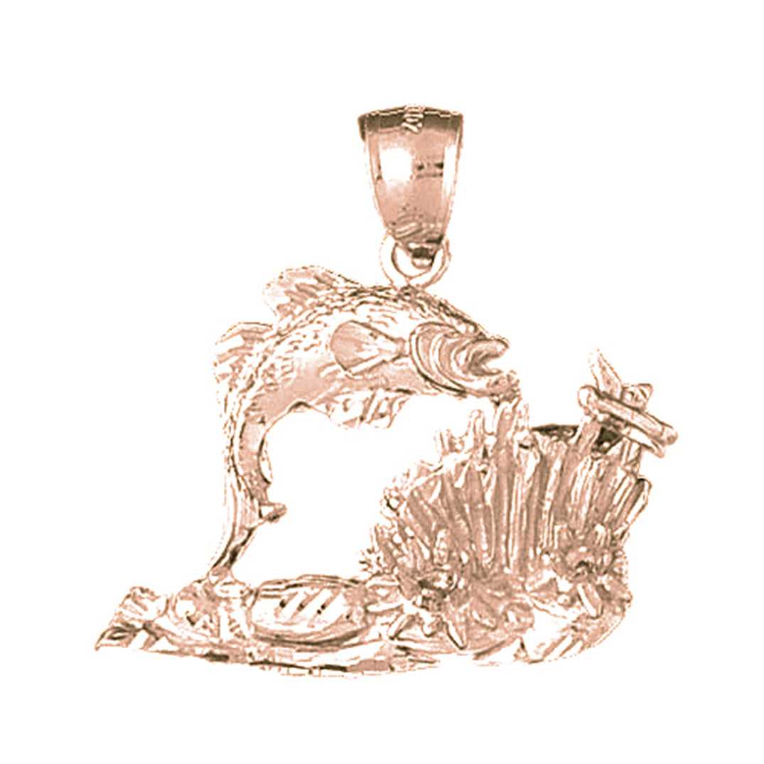 10K, 14K or 18K Gold Tropical Fish And Coral Pendant